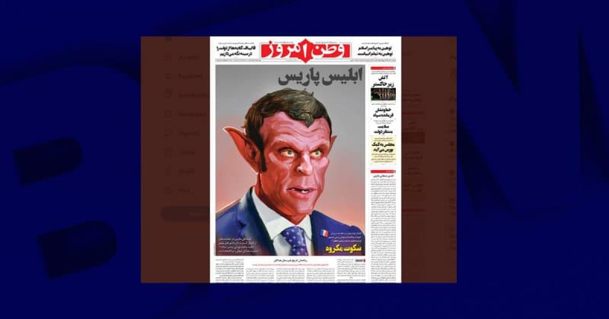  Macron portretizohet si një djall nga një gazetë iraniane