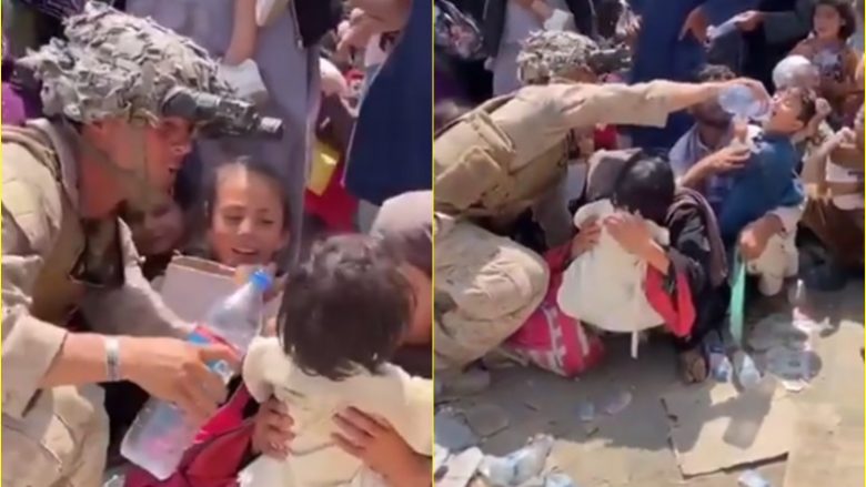  Video virale: Ushtari i bën të qeshin fëmijët afganë teksa u jep ujë